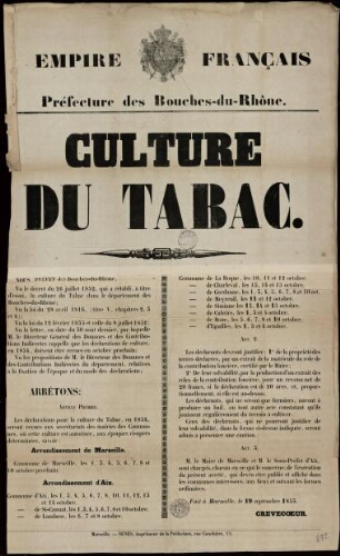 Culture du tabac / Préfecture des Bouches-du-Rhône