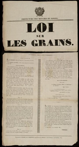 Loi sur les grains / Préfecture des Bouches-du-Rhône
