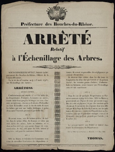 Arrêté relatif à l'échenillage des arbres   / Préfecture des Bouches-du-Rhône