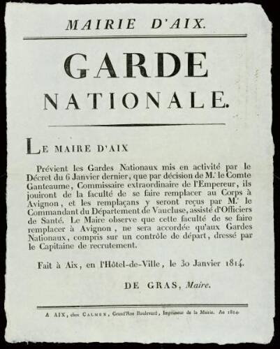 Garde nationale / Mairie d'Aix