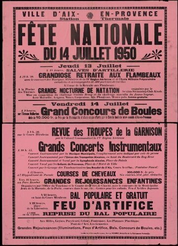 Fête nationale du 14 juillet 1950 / Mairie d'Aix