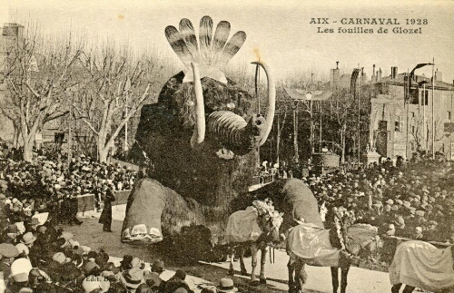 Aix. Carnaval 1928. Les fouilles de Glozel : [carte postale] / Amiel, Paul