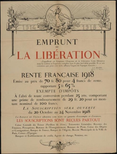 1914-1918. Emprunt de la Libération / [Ministère des finances]