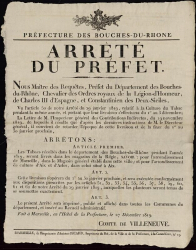 Arrêté du préfet  / Préfecture des Bouches-du-Rhône