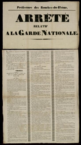 Arrêté relatif à la Garde nationale / Préfecture des Bouches-du-Rhône