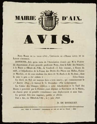 Avis / Mairie d'Aix