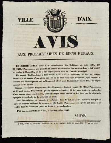 Avis aux propriétaires de biens ruraux   / Mairie d'Aix