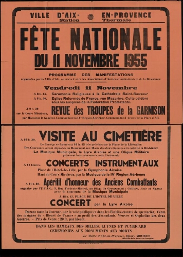 Fête nationale du 11 Novembre 1955 / Mairie d'Aix
