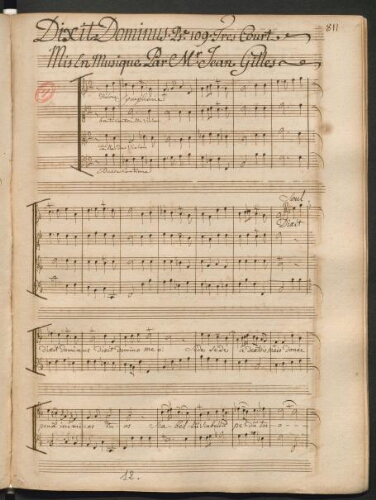 Dixit Dominus. Psaume 109 Très court mis en musique Par Mr J. Gilles