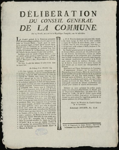 Déliberation du Conseil Général de la Commune