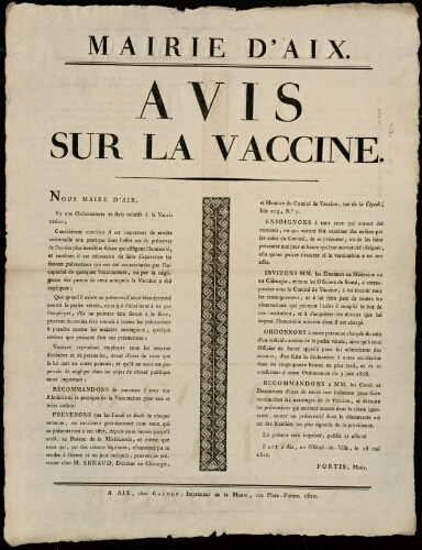 Avis sur la vaccine / Mairie d'Aix