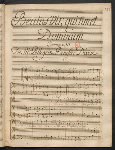 Beatus vir, qui timet Dominum Psaume 111 de Mr Pellegrin Bénéficier d'Aix