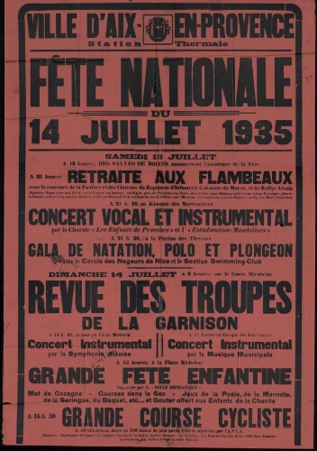 Fête nationale du 14 juillet 1935 / Mairie d'Aix