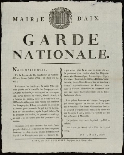 Garde nationale / Mairie d'Aix