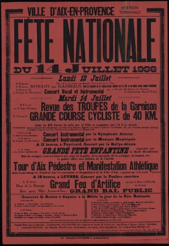 Fête nationale du 14 juillet 1936 / Mairie d'Aix