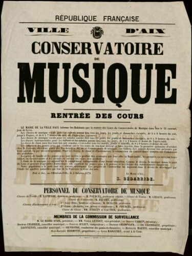 Conservatoire de musique : rentrée des cours / Ville d’Aix