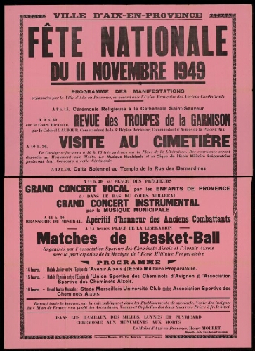 Fête nationale du 11 Novembre 1949 / Mairie d'Aix
