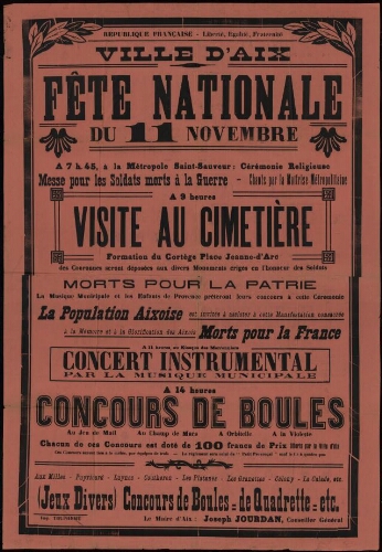 [Fête nationale du 11 Novembre 1931] / Mairie d'Aix