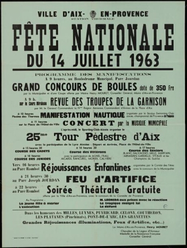 Fête nationale du 14 juillet 1963 / Mairie d'Aix