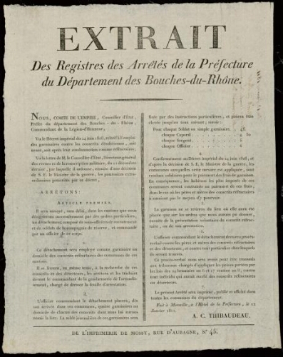 Extraits des registres des arrêtés de la Préfecture du département des Bouches-du-Rhône