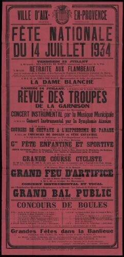 Fête nationale du 14 juillet 1934 / Mairie d'Aix