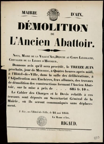 Démolition de l'ancien abattoir / Ville d’Aix