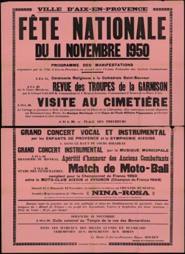 Fête nationale du 11 Novembre 1950 / Mairie d'Aix (bis)