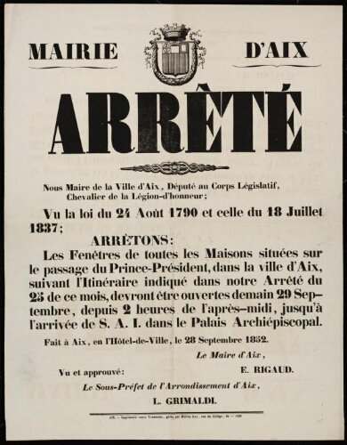 Arrêté / Mairie d'Aix