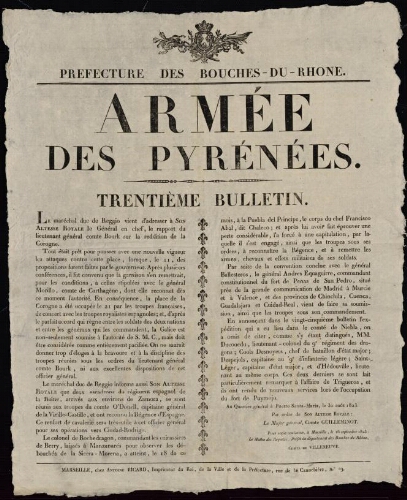 Armée des Pyrénées. Trentième bulletin / Préfecture des Bouches-du-Rhône