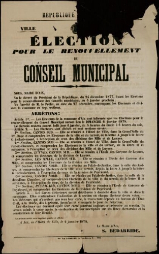 Election pour le renouvellement du conseil municipal / Ville d’Aix