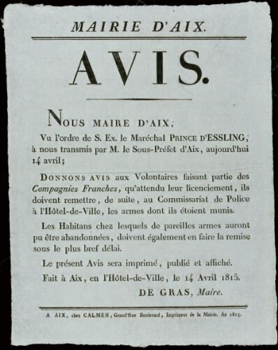 Avis / Mairie d'Aix