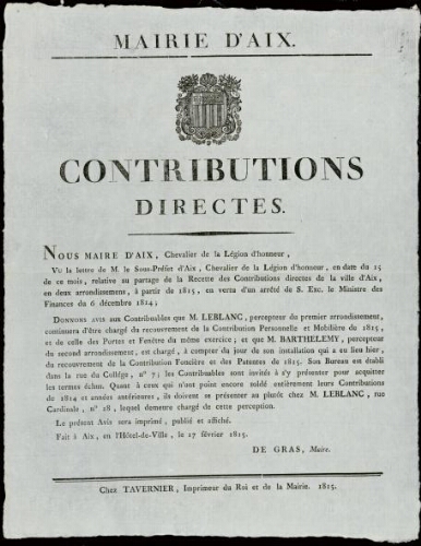 Contributions directes / Mairie d'Aix