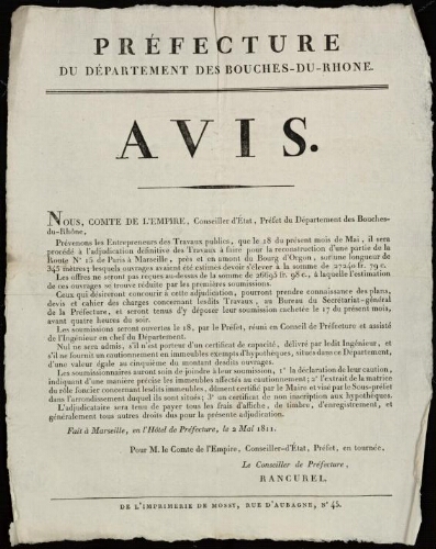 Avis / Préfecture du département des Bouches-du-Rhône