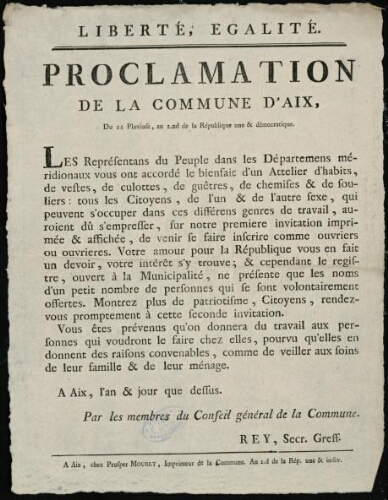 Proclamation de la Commune d'Aix