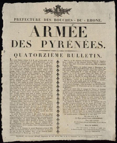 Armée des Pyrénées. Quatorzième Bulletin / Préfecture des Bouches-du-Rhône