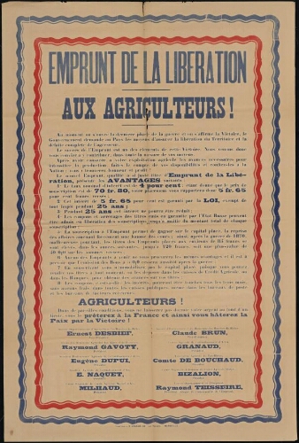 Emprunt de la Libération. Aux Agriculteurs ! (bis)