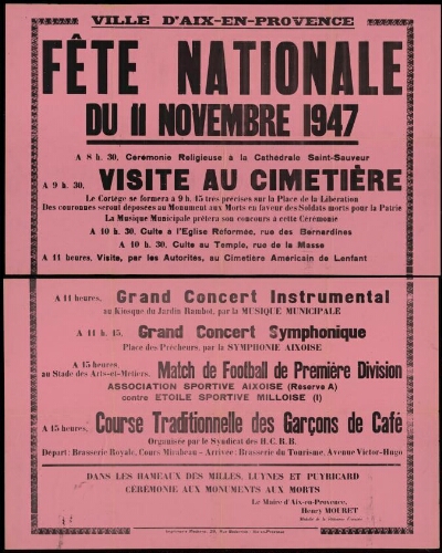 Fête nationale du 11 Novembre 1947 / Mairie d'Aix