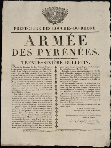 Armée des Pyrénées. Trente-sixième bulletin / Préfecture des Bouches-du-Rhône