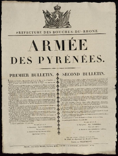 Armée des Pyrénées. Premier Bulletin. Second bulletin / Préfecture des Bouches-du-Rhône