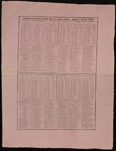 Almanach. Indicateur de la ville d'Aix, pour l'année 1830 / Mairie d'Aix