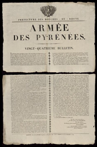 Armée des Pyrénées. Vingt-cinquième bulletin / Préfecture des Bouches-du-Rhône