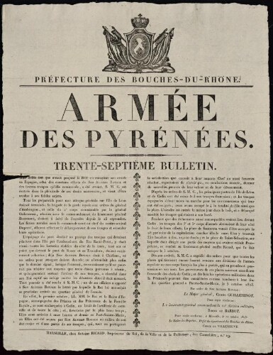 Armée des Pyrénées. Trente-septième bulletin / Préfecture des Bouches-du-Rhône