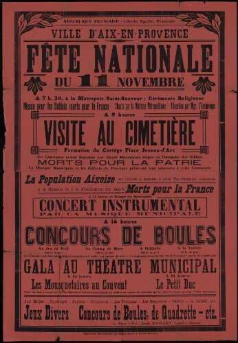 [Fête nationale du 11 Novembre 1932] / Mairie d'Aix