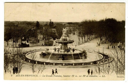 2. Aix-en-Provence. La grande fontaine, hauteur 12 m. sur 32 de diamètre. : [carte postale]
