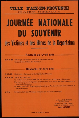 Journée nationale du souvenir des victimes et des héros de la déportation / Mairie d'Aix