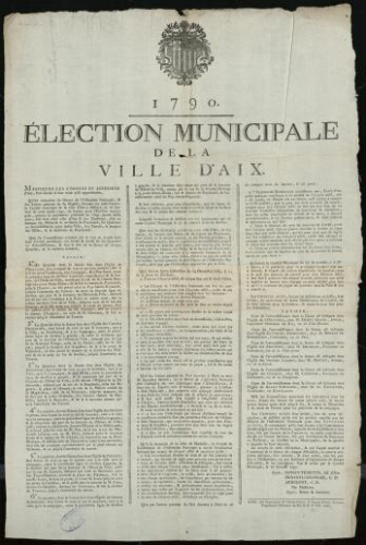 1790. Élection municipale de la ville d'Aix / [Mairie d’Aix]