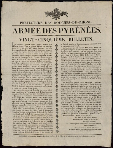 Armée des Pyrénées. Vingt-sixième bulletin / Préfecture des Bouches-du-Rhône