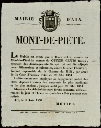 Mont-de-Piété / Mairie d'Aix