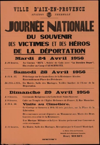 Journée nationale du souvenir des victimes et des héros de la déportation / Mairie d'Aix