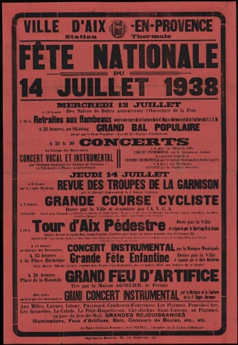 Fête nationale du 14 juillet 1938 / Mairie d'Aix